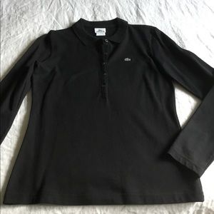 LACOSTE BLACK LONG SLEEVE POLO SHIRT